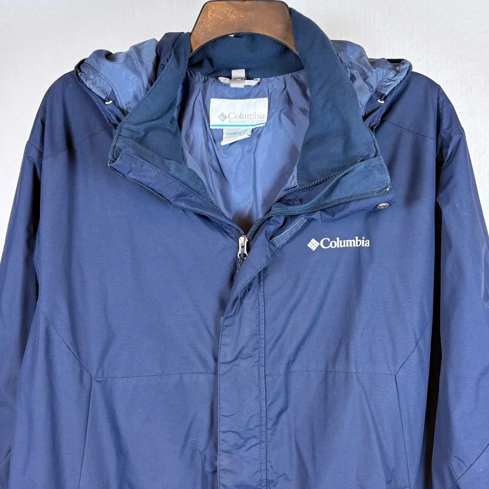 Columbia Eager Air Interchange Jacket Mens 2XL Blue Hooded Full Zip Shell Only
